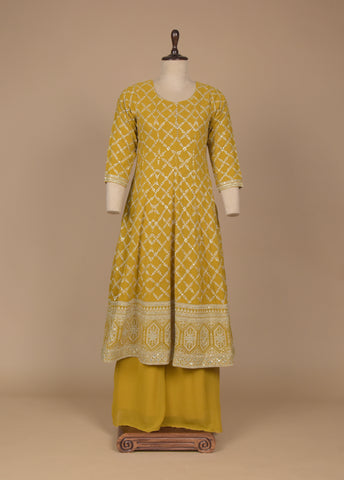 Yellow Georgette Straight Set