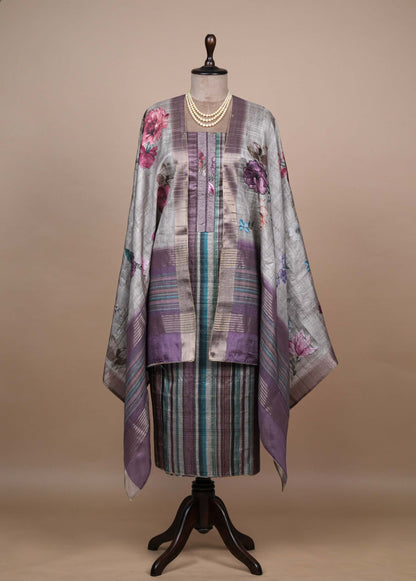 Multicoloured Cotton Silk Dress Material