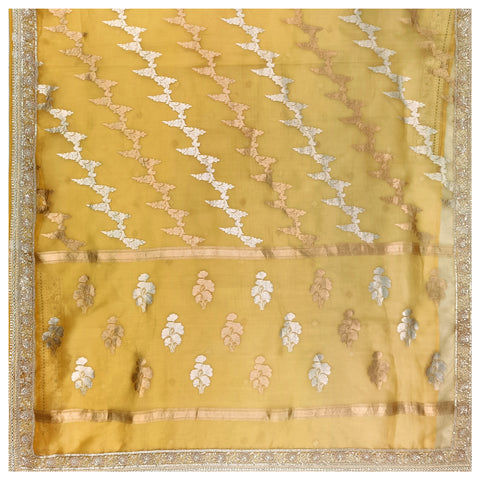 Gold Organza Embroidered Saree
