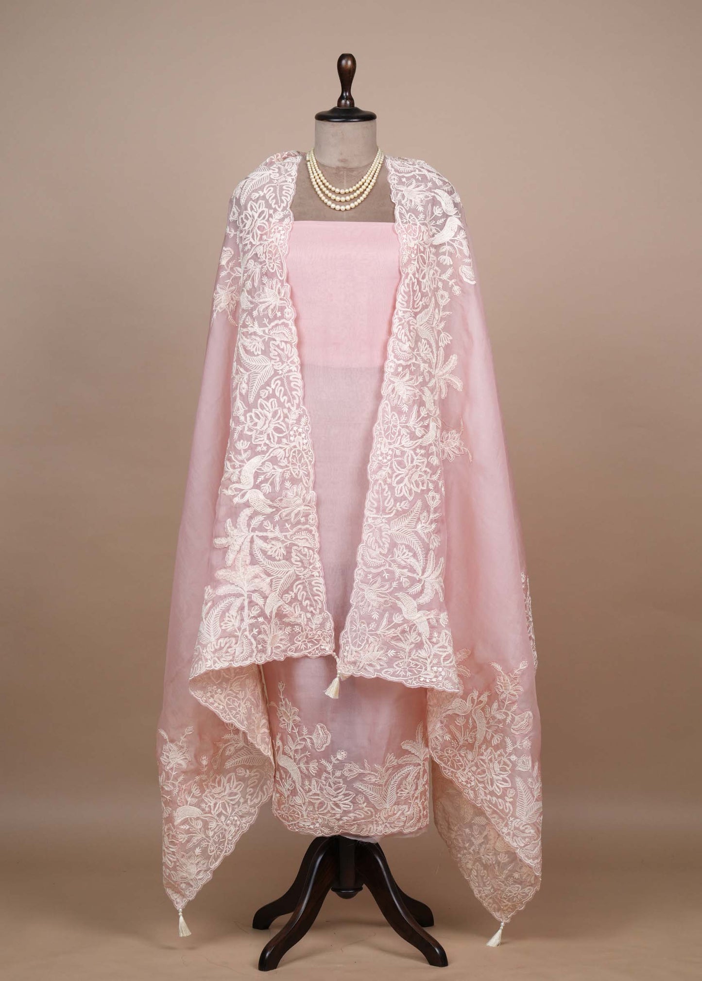 Pink Organza Dress Material