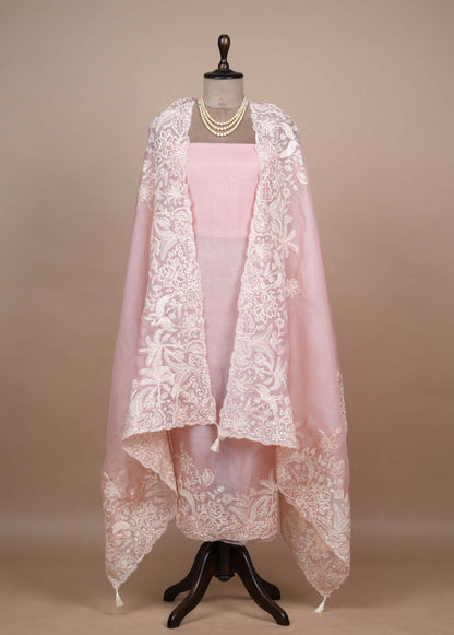 Pink Organza Dress Material