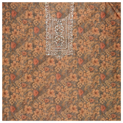 Brown Chanderi Dress Material