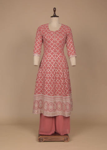 Pink Georgette Straight Set