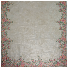Cream Net Organza Embroidered Saree