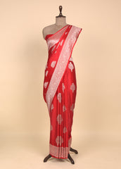 Red Crepe Silk Banarasi Saree