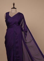 Purple Organza Embroidered Saree