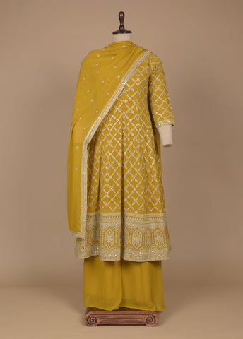 Yellow Georgette Straight Set