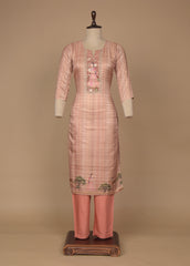 Peach Tussar Straight Set