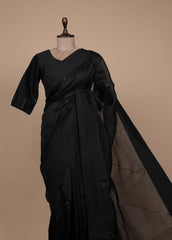 Black Organza Embroidered Saree