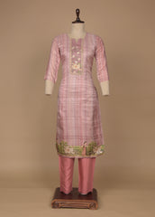 Pink Tussar Straight Set