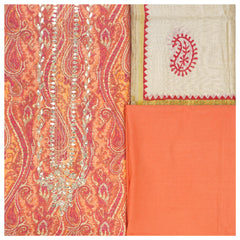 Red Muslin Cotton Dress Material