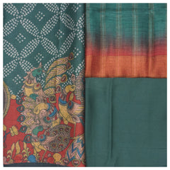 Green Tussar Dress Material