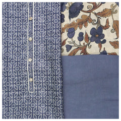 Blue Cotton Tussar Dress Material