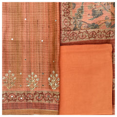 Rust Tussar Dress Material