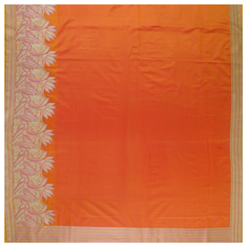 Orange Art Crepe Silk Banarasi Saree