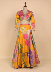 Yellow Moroccan Silk Lehenga Set