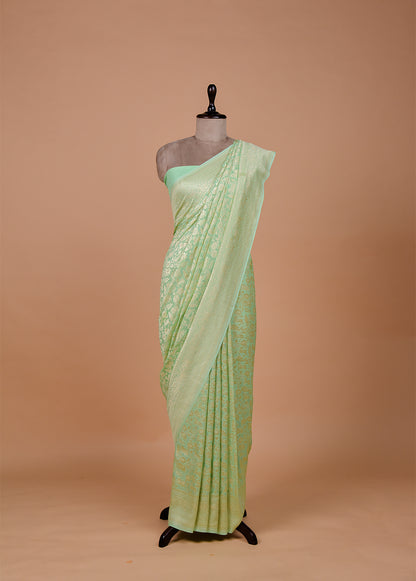 Green Georgette Banarasi Saree