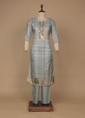 Blue Tussar Straight Set