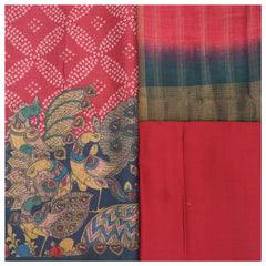 Red Tussar Dress Material