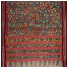 Multicoloured Tussar Kalamkari Saree