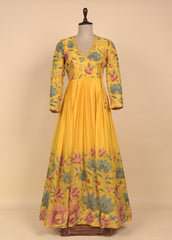 Yellow Moroccan Silk Anarkali Set