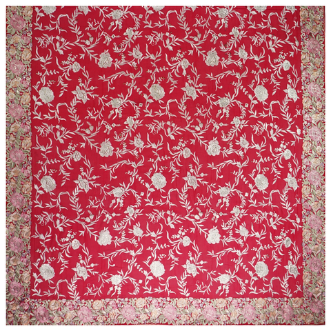Red Georgette Embroidered Saree