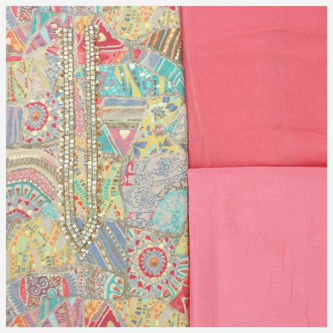 Multicoloured Muslin Cotton Dress Material