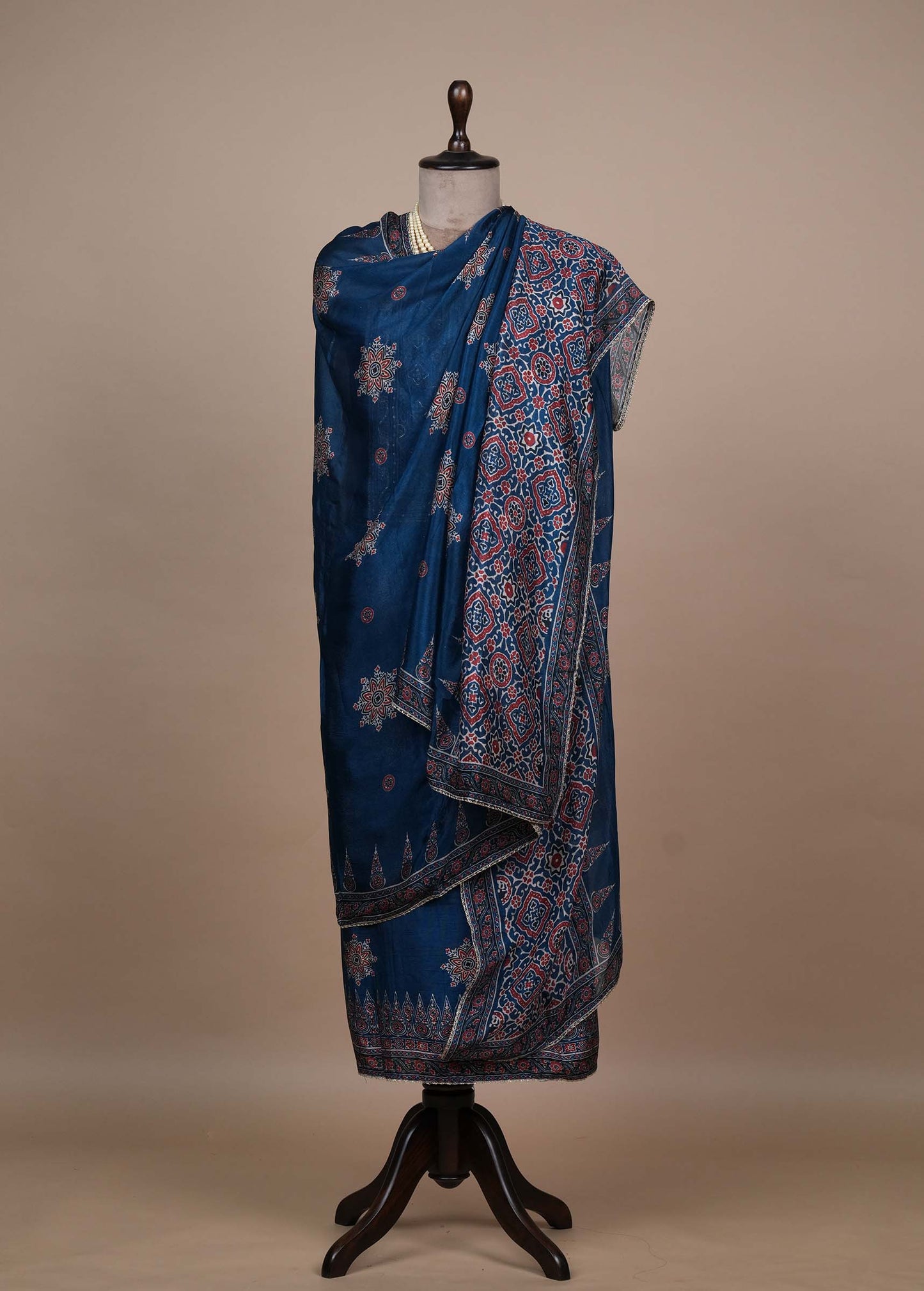 Blue Tussar Dress Material