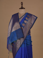 Blue Cotton Silk Banarasi Saree