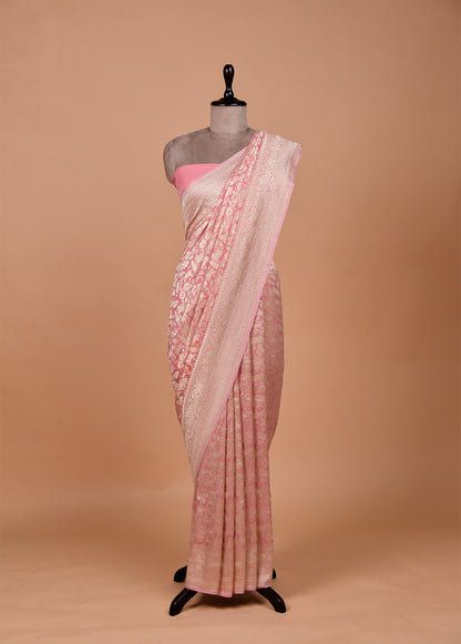 Pink Georgette Banarasi Saree
