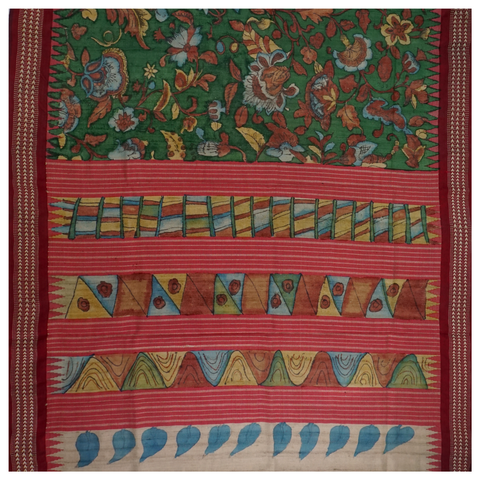 Multicoloured Tussar Kalamkari Saree