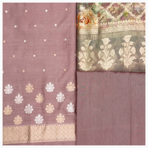 Pink Chanderi Dress Material