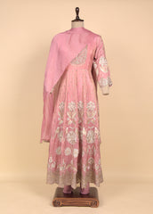 Pink Tissue Anarkali Set