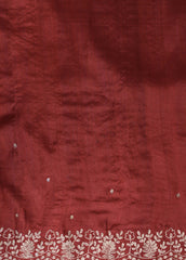 Red Tussar Embroidered Saree