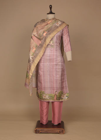 Pink Tussar Straight Set