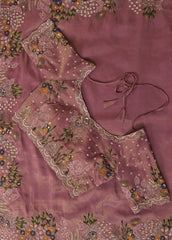 Pink Tissue Embroidered Saree