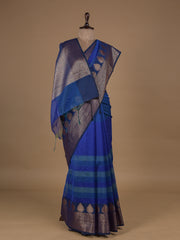 Blue Cotton Silk Banarasi Saree