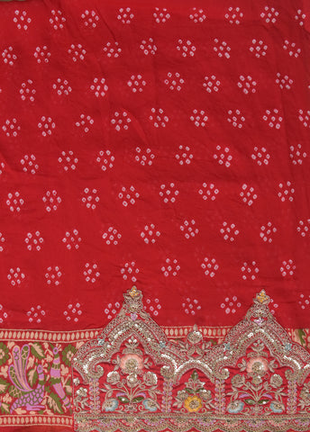 Red Georgette Embroidered Saree