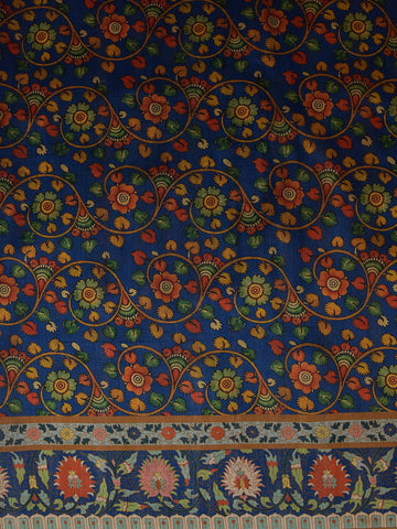 Blue Cotton Silk Printed Saree