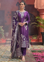 Purple Crepe Silk Straight Set