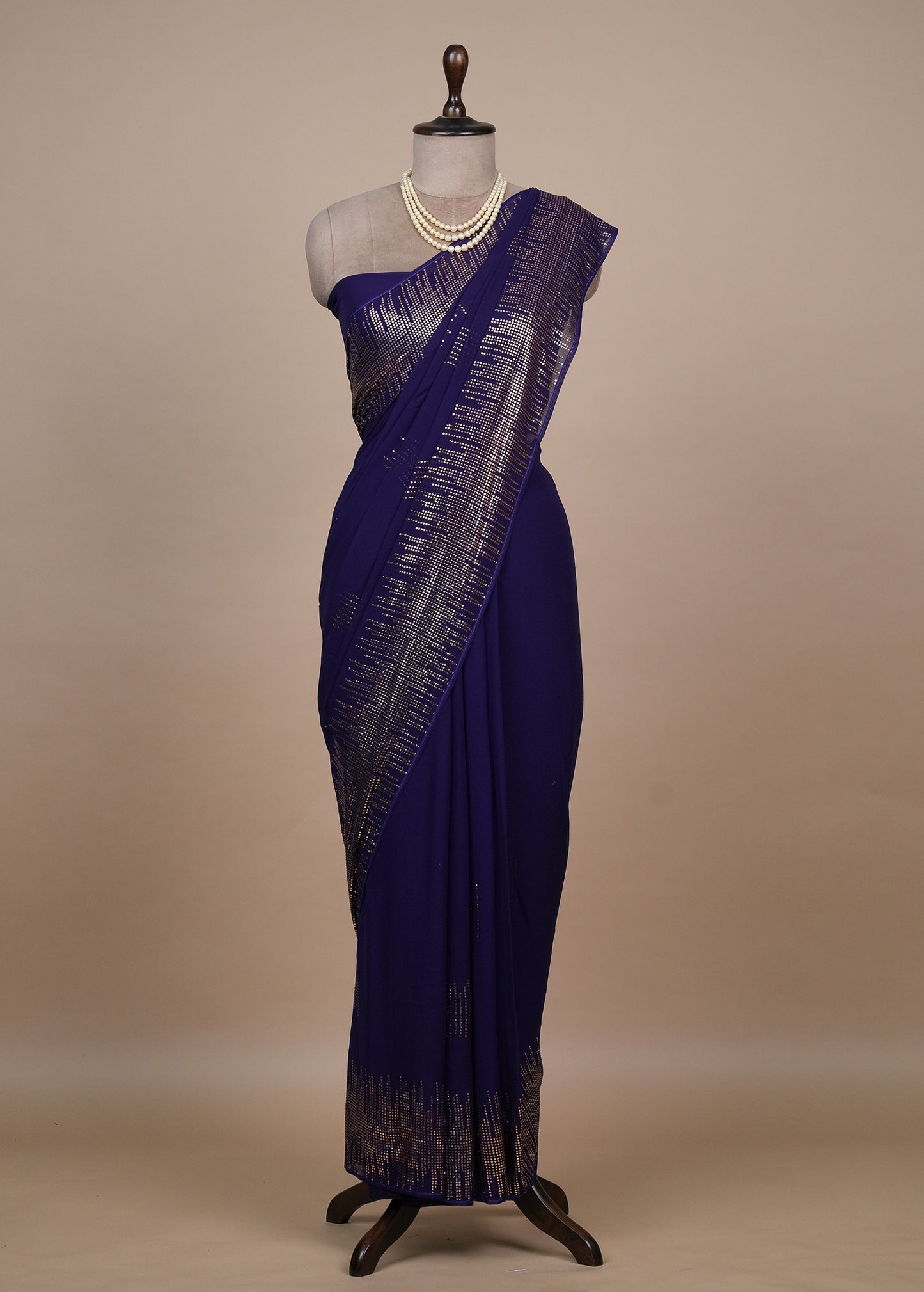 Purple Georgette Embroidered Saree