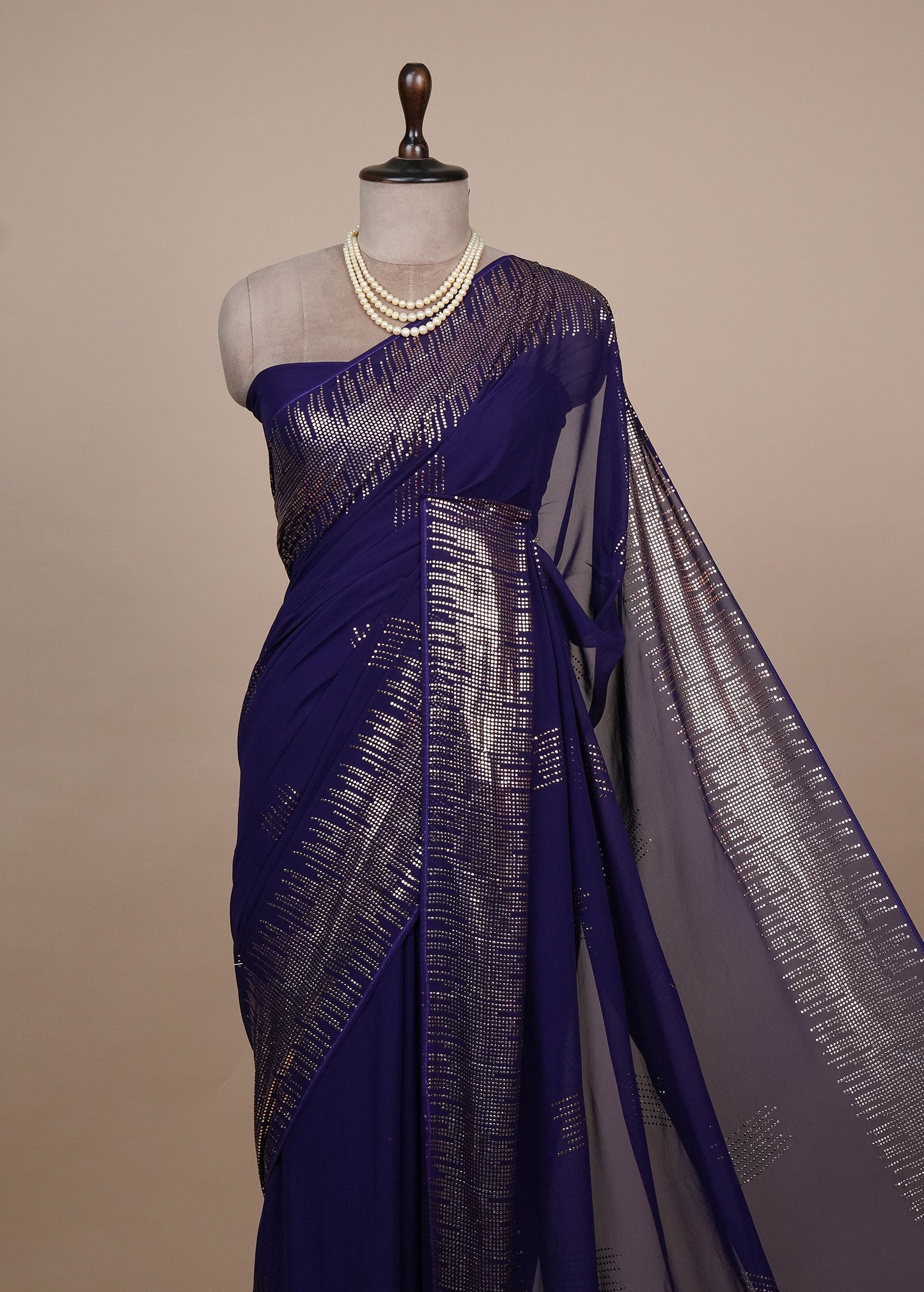 Purple Georgette Embroidered Saree