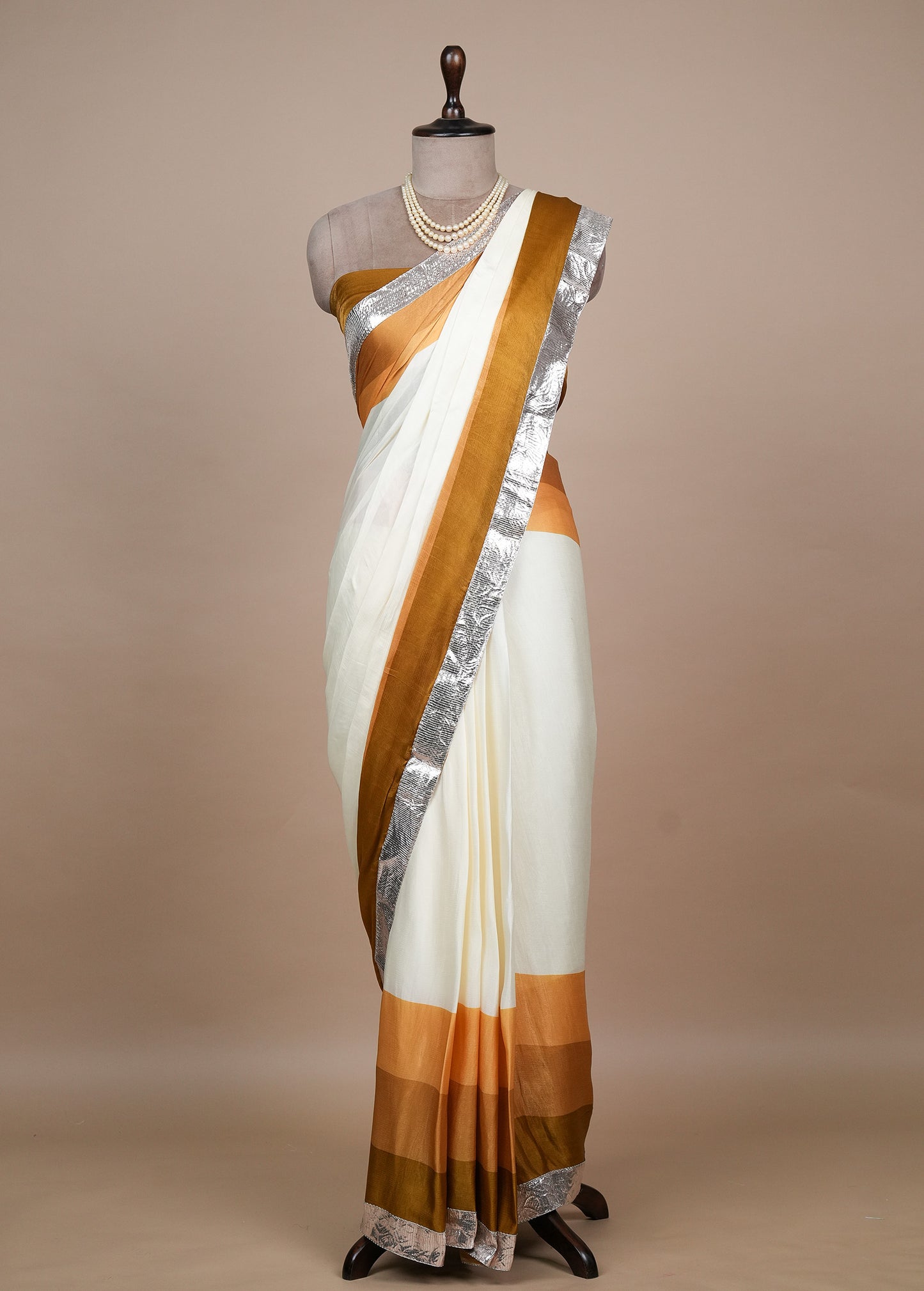 Multicoloured Crepe Embroidered Saree