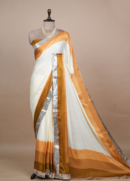 Multicoloured Crepe Embroidered Saree