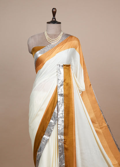 Multicoloured Crepe Embroidered Saree