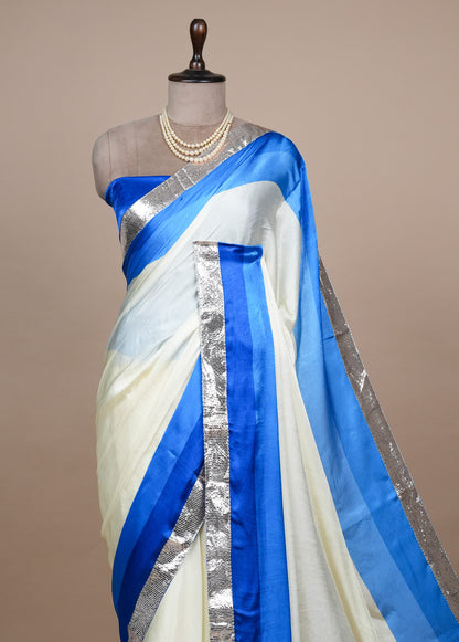 Multicoloured Crepe Embroidered Saree