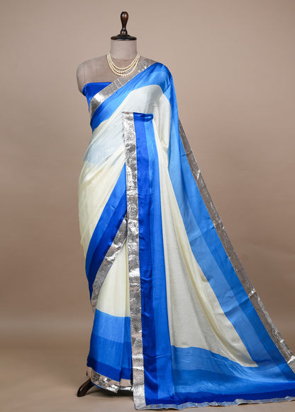 Multicoloured Crepe Embroidered Saree