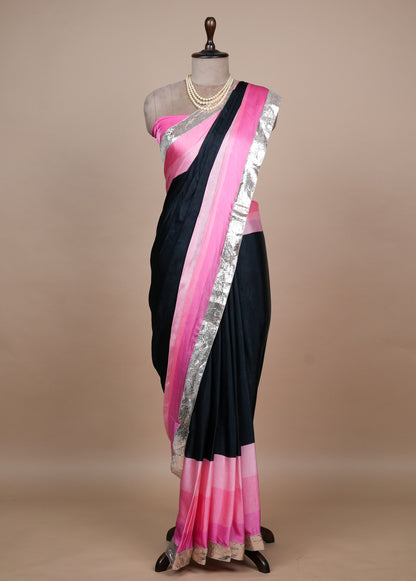 Multicoloured Crepe Embroidered Saree