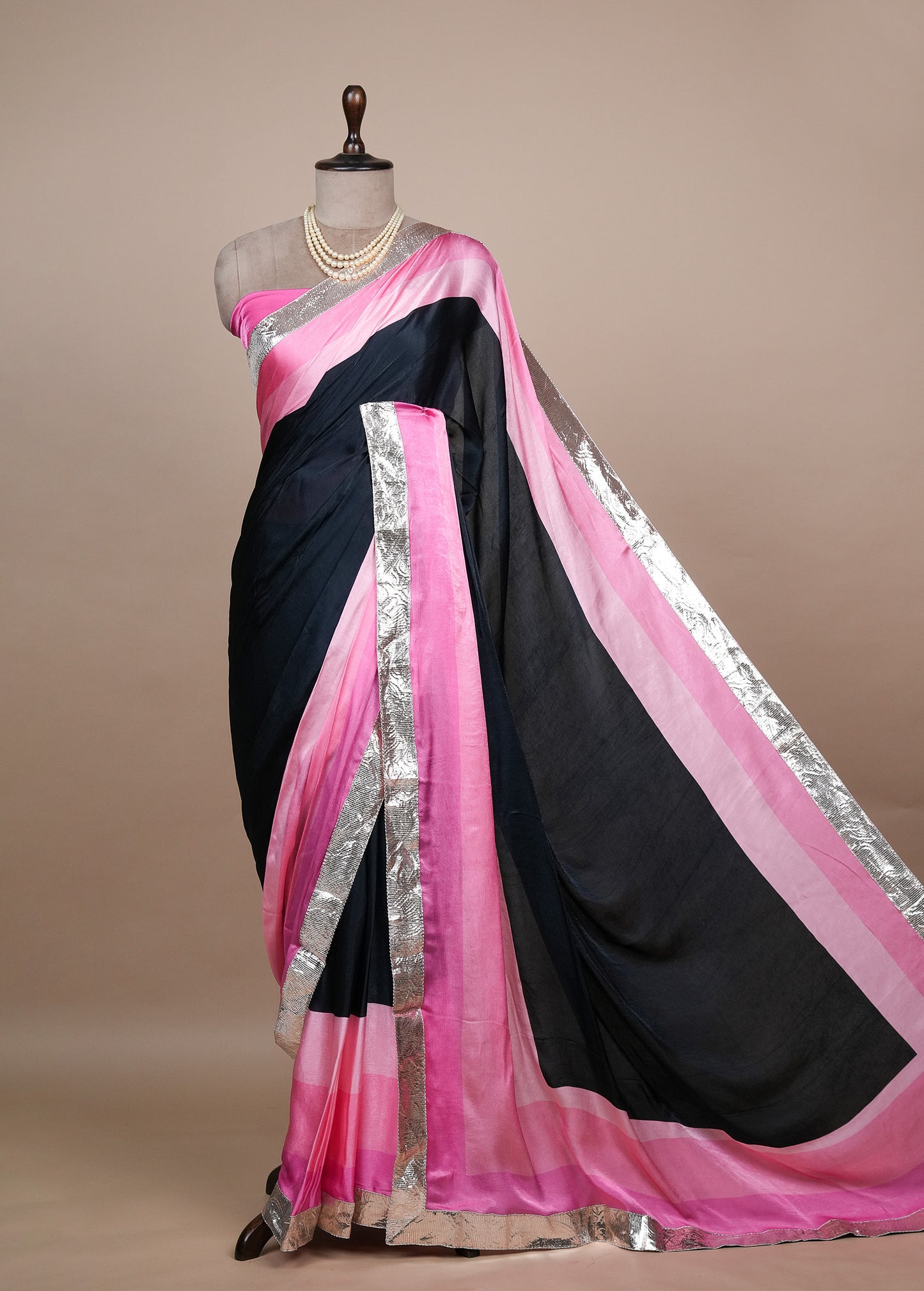 Multicoloured Crepe Embroidered Saree