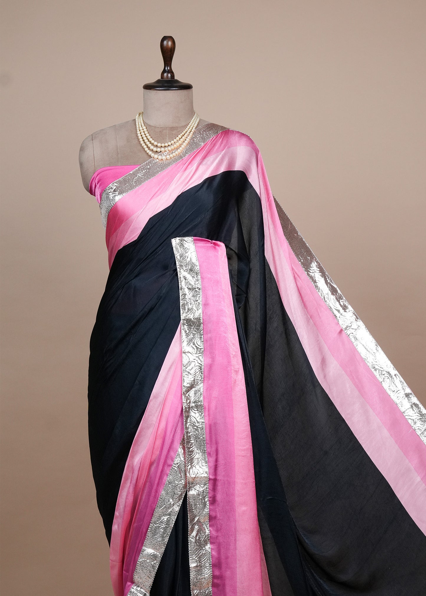 Multicoloured Crepe Embroidered Saree